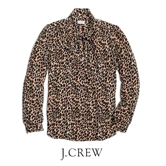 J. Crew Tops - J Crew Animal Print Tie Front Blouse